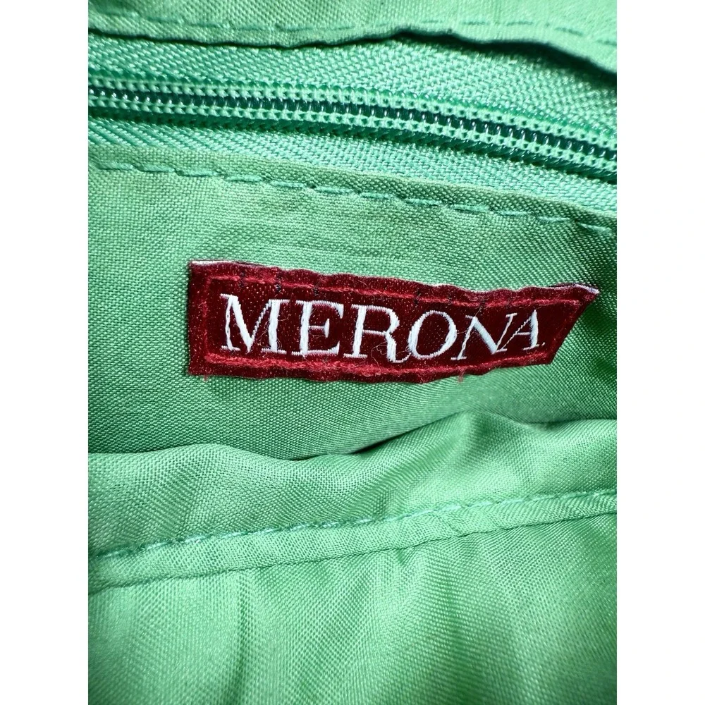 Merona Tropical Floral Straw Shoulder‎ Bag Brown Handles Leaf Charms 13x16 EUC